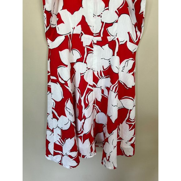 Revolve J.O.A. Floral Mini Dress Medium Red White Summer Ruffles Boho - Picture 10 of 11